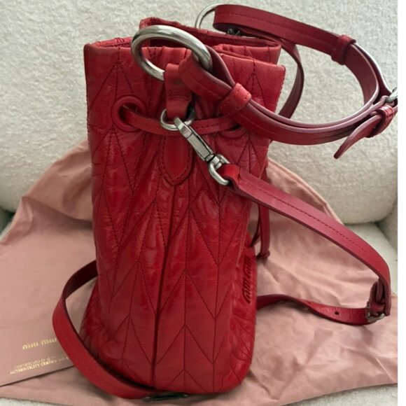 Miu Miu Matelassé Nappa Leather Bucket Bag - Picture 8 of 15